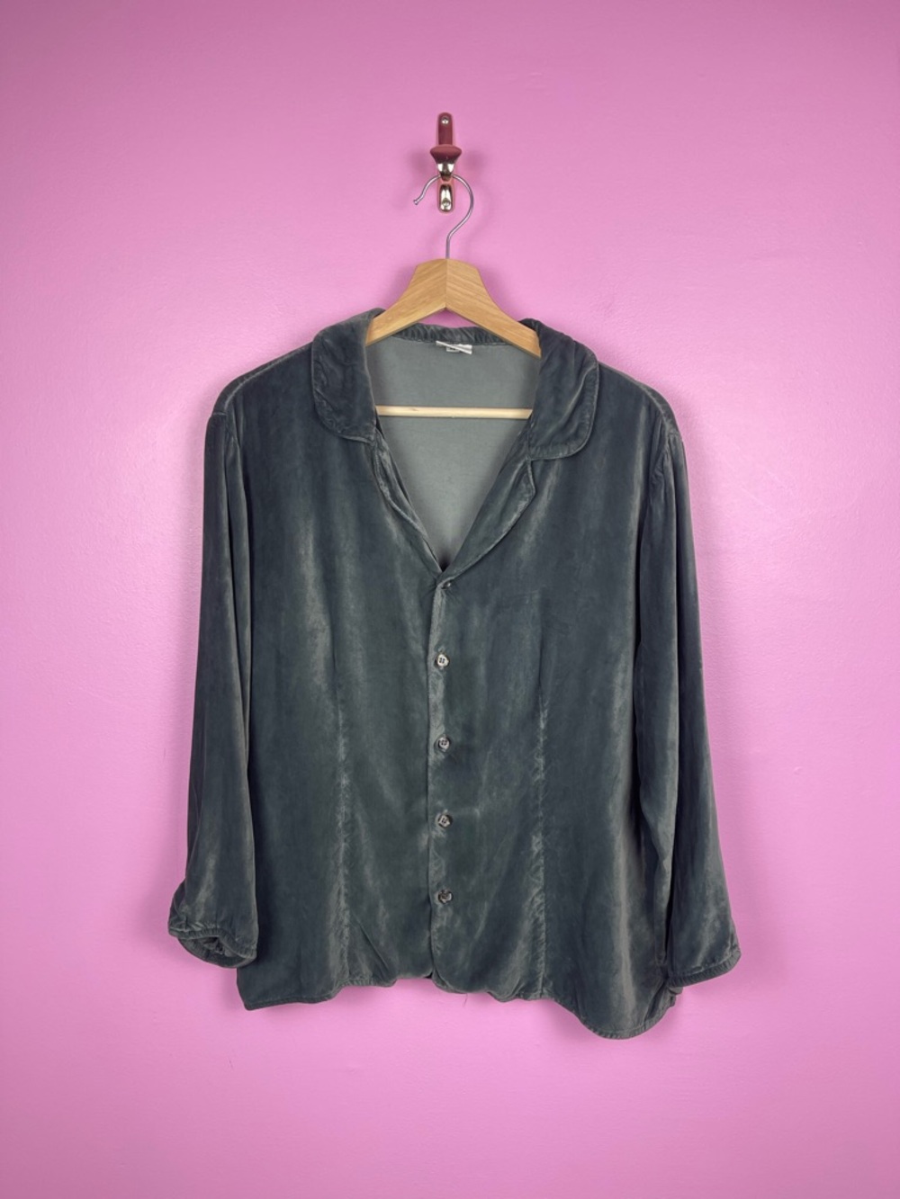 CP Shades Velvet Button-Up Shirt Jewel Green Women’s Medium Sausalito - Picture 2 of 10